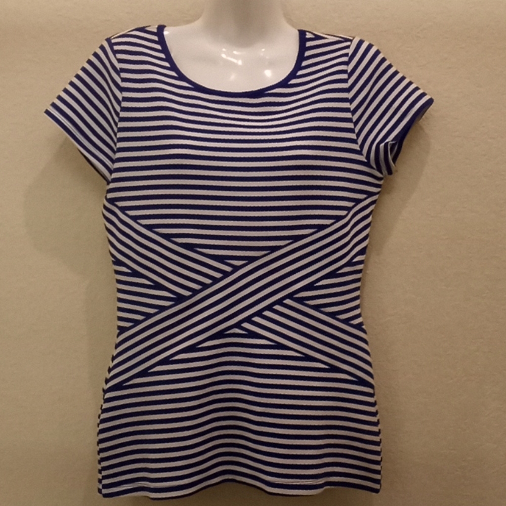 New York & Company Striped Bodycon Top